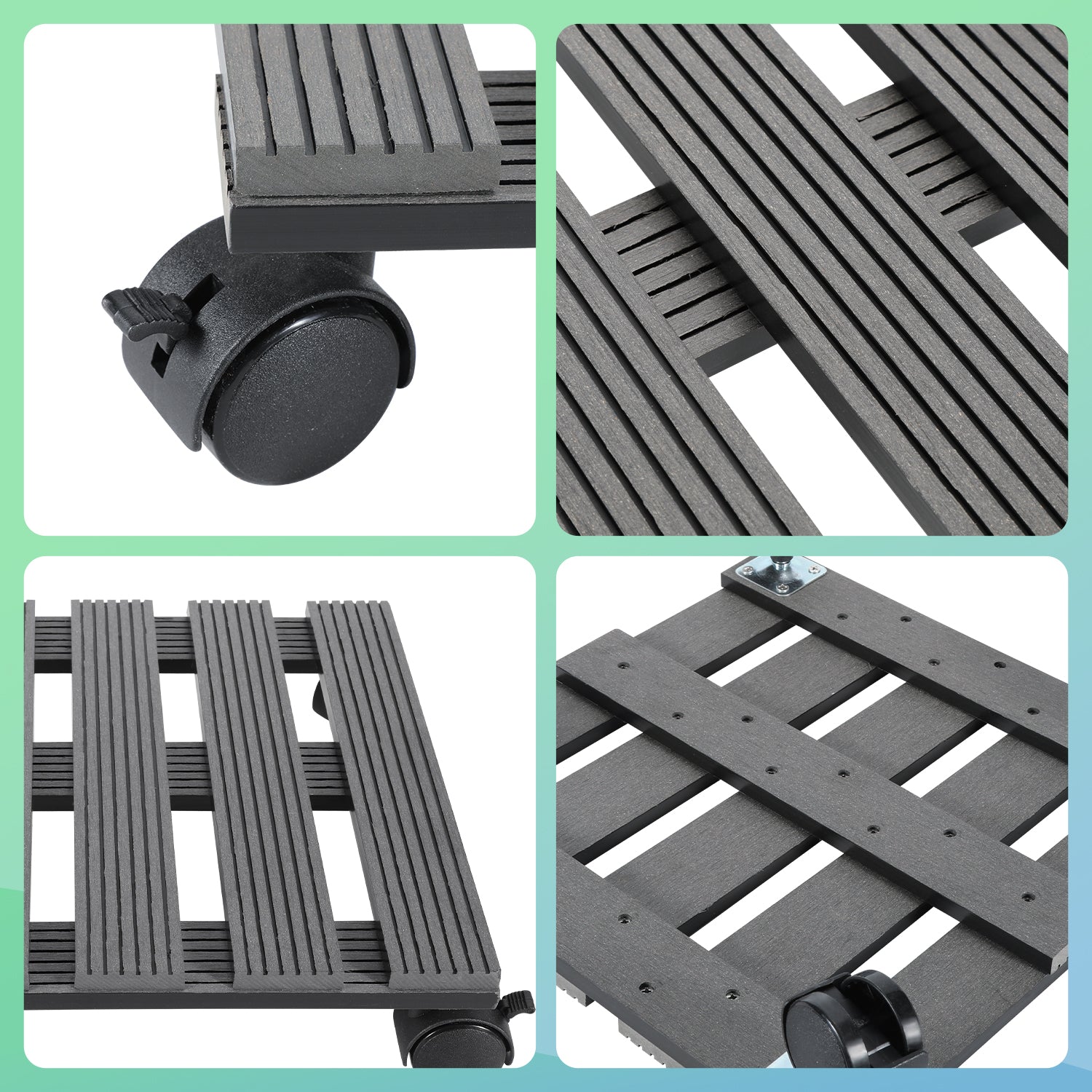 Cosmo Go WPC Pflanzenroller Eckig mit Rollen Tragkraft 80 kg