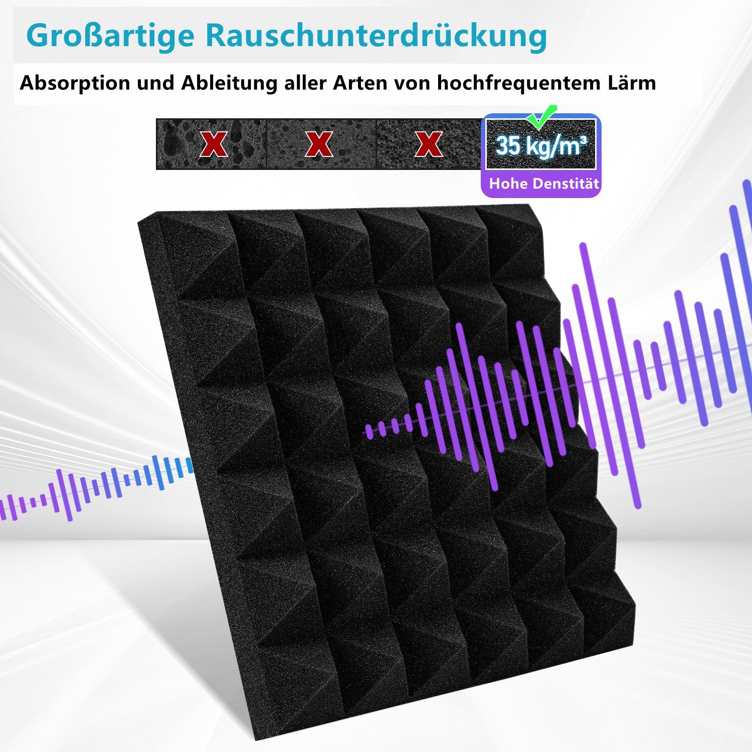 Cosmo Go Akustikschaumstoff Selbstklebend 3D Hochdichte Pyramide