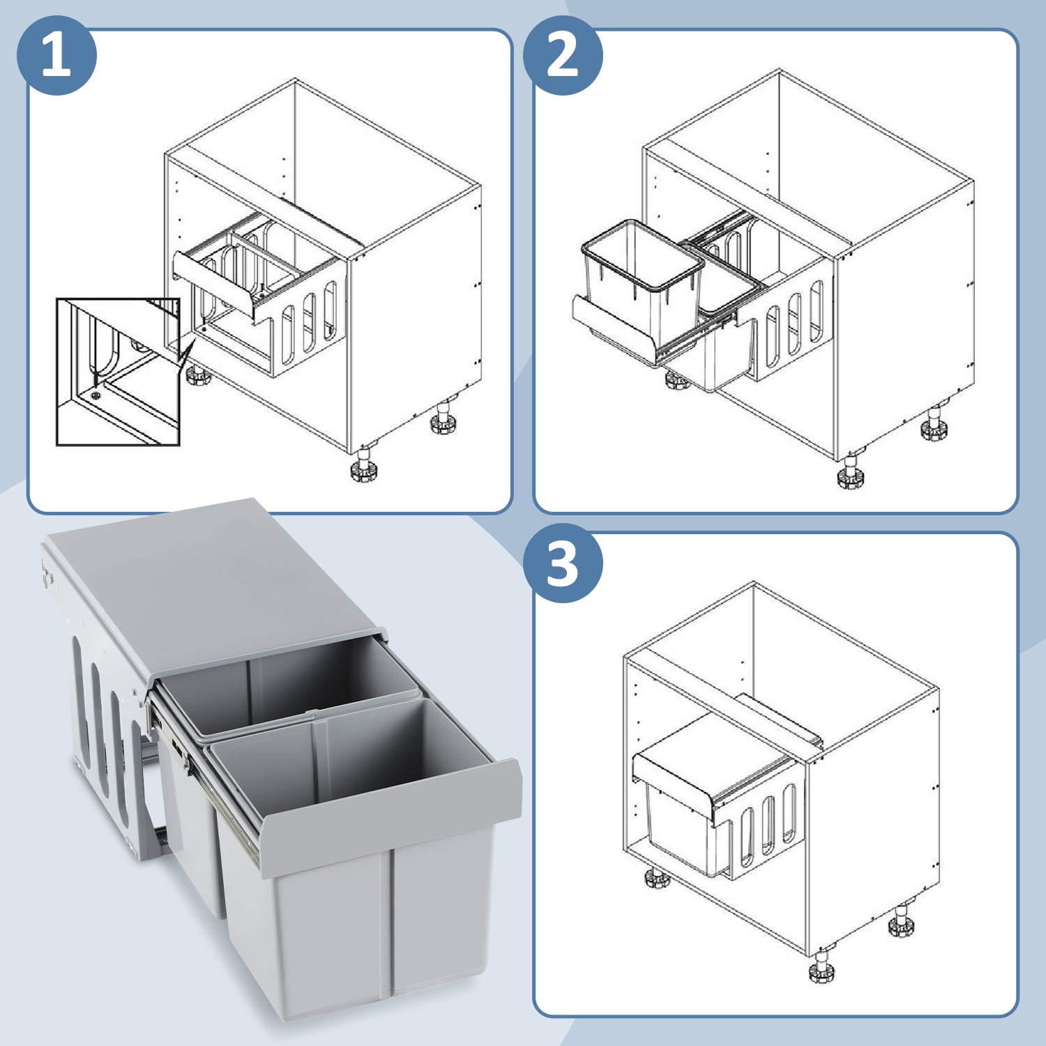 Cosmo Go Mülleimer Abfalleimer Einbau 30L Schrank