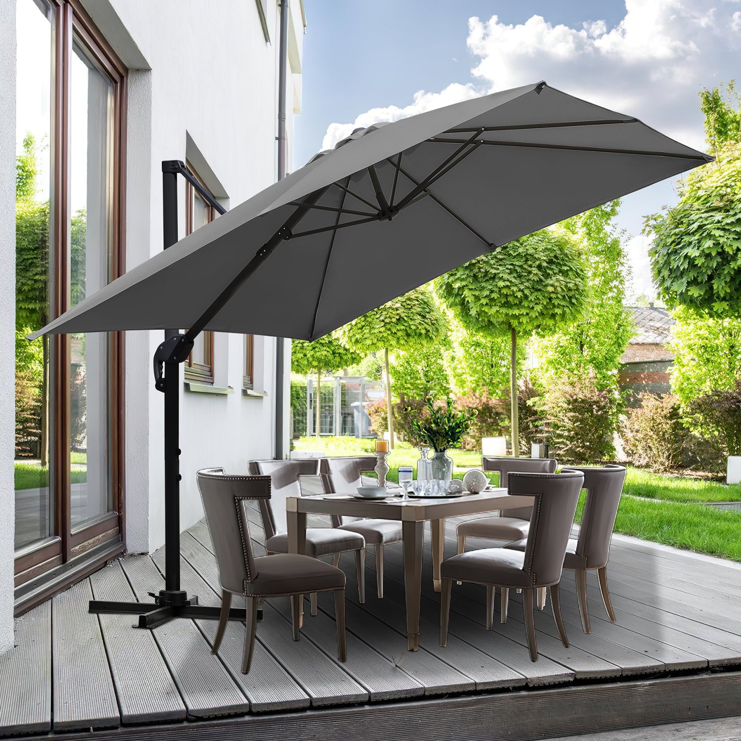 Cosmo Go Ampelschirm 300 x 300 cm Sonnenschirm 360° Drehbar