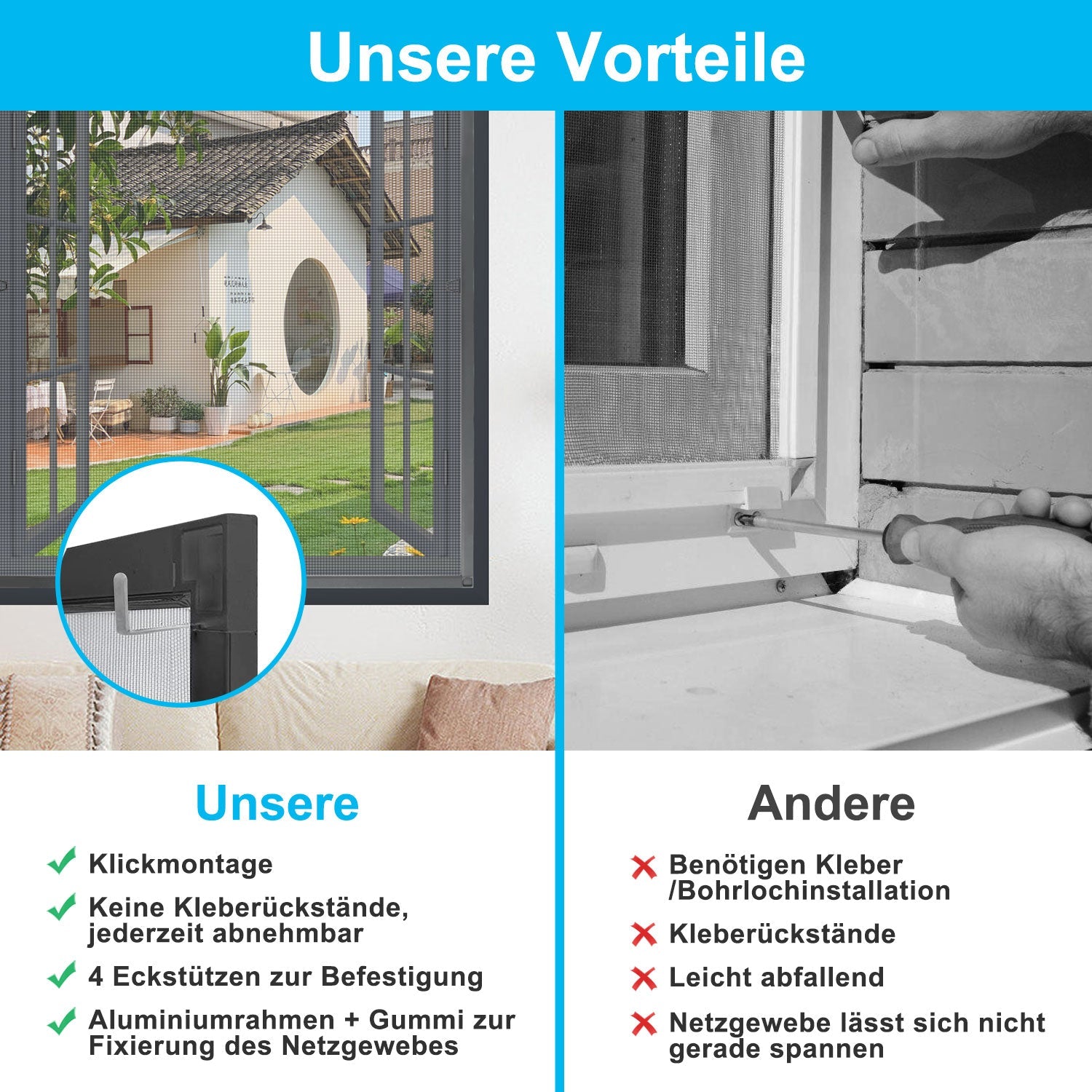 Cosmo Go Fliegengitter Fenster Insektenschutz Anthrazit