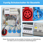 Cosmo Go Wandverteiler Baustromverteiler mit 3xSchuko-Steckdose16A 230V, 1xCEE Steckdosen 32A 5Polig mit 3-Phasen und MCB