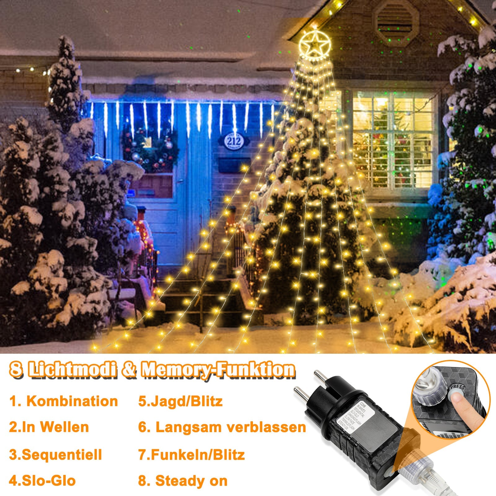 Cosmo Go LED Lichterkette mit Sternen mit 9 Girlanden