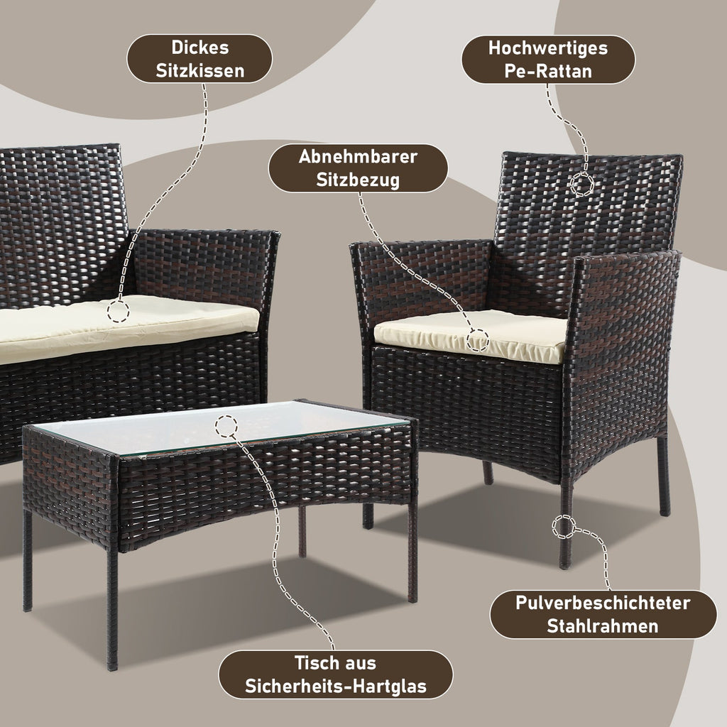Cosmo Go Polyrattan Sitzgruppe Gartenmöbel Set