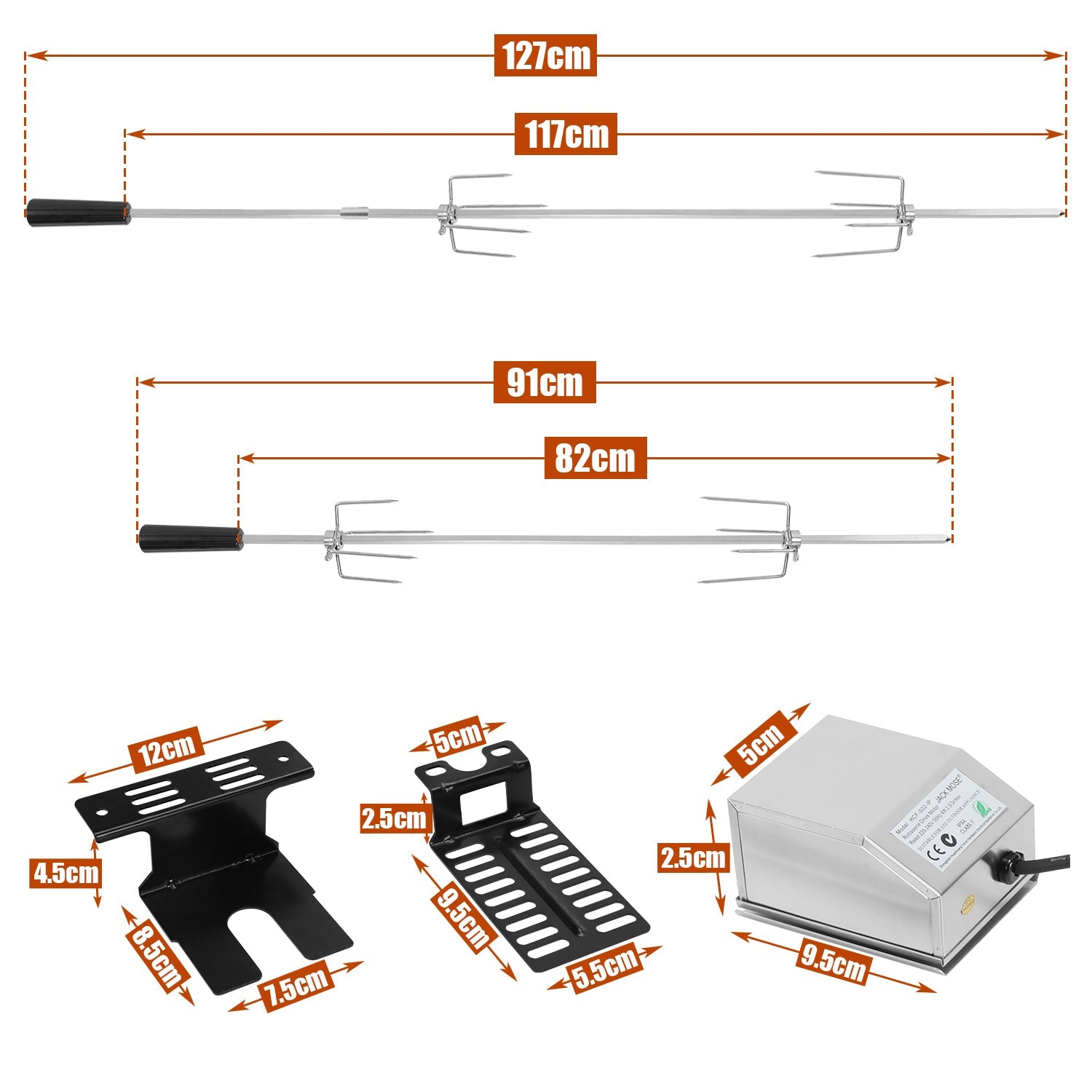 Cosmo Go BBQ Grillspieß Edelstahl Motor 4x Fleischnadel