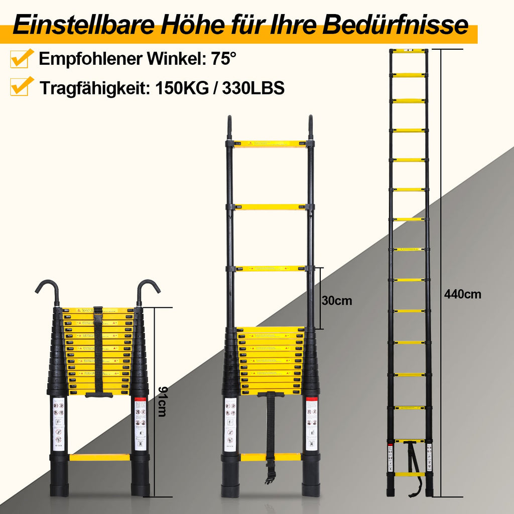 Cosmo Go Teleskopleiter Aluminium mit Abnehmbarem Haken