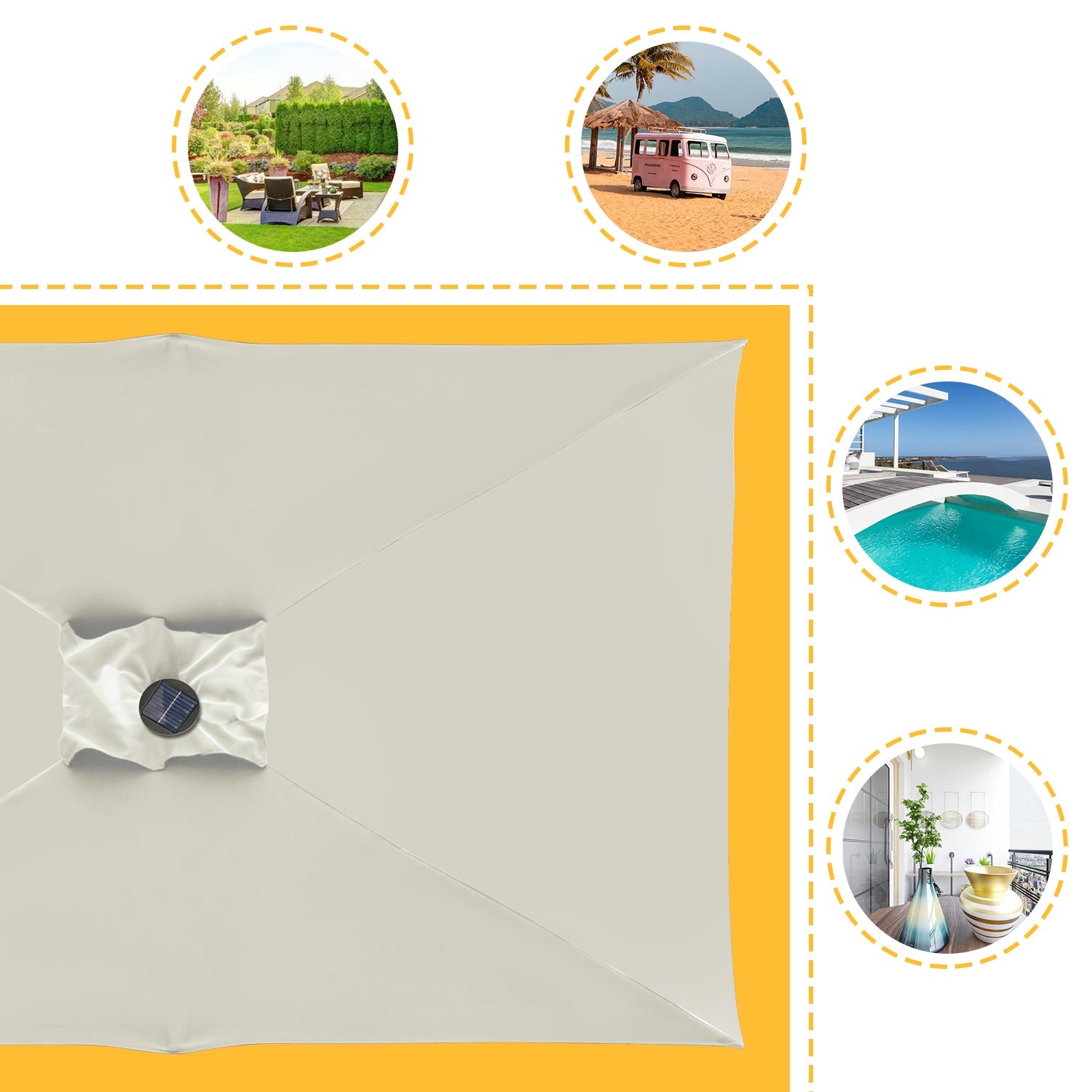 Cosmo Go Sonnenschirm 210x140 / 300x200cm Rechteckig mit LED Solar