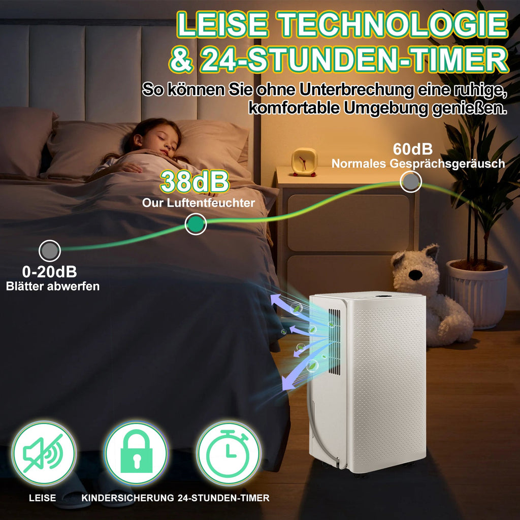 Cosmo Go Luftentfeuchter 16L mit Timerfunktion, Wäschetrockungsfunktion, Abtaufunktion