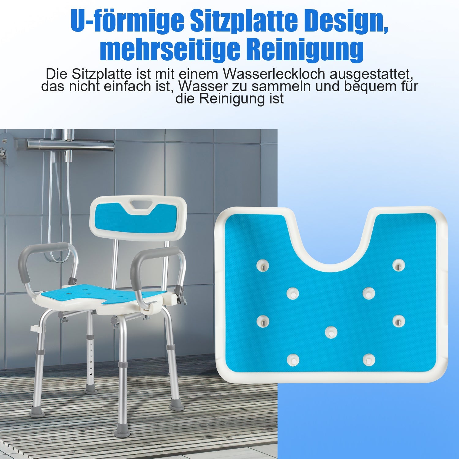 Cosmo Go Duschhocker Duschsitz mit Hochklappbare Armlehne