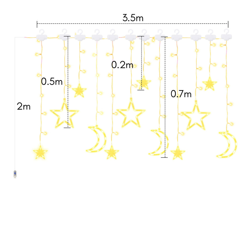 Cosmo Go LED Sterne Weihnachtsbeleuchtung Lichtervorhang 3,5M