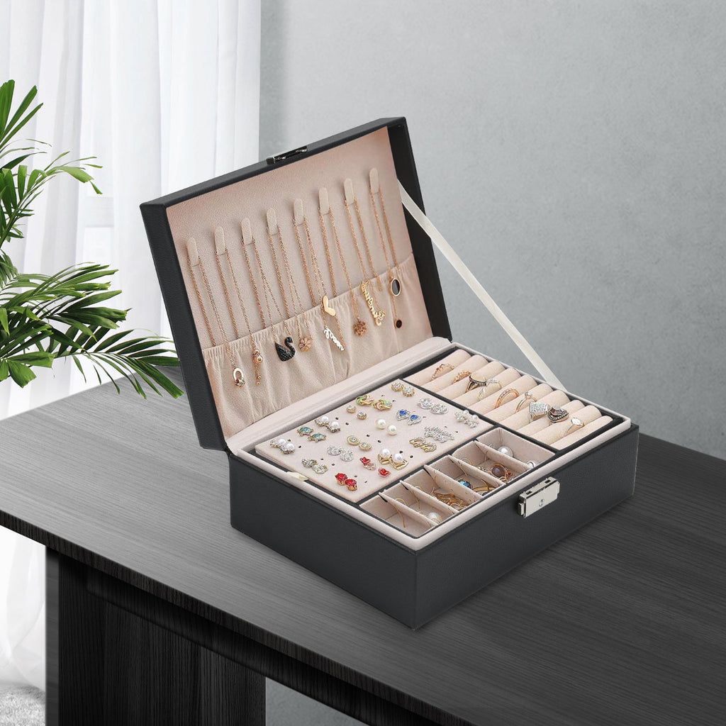 Cosmo Go 2 Schichten Schmuckkasten Schmuckkoffer Weiß/schwarz