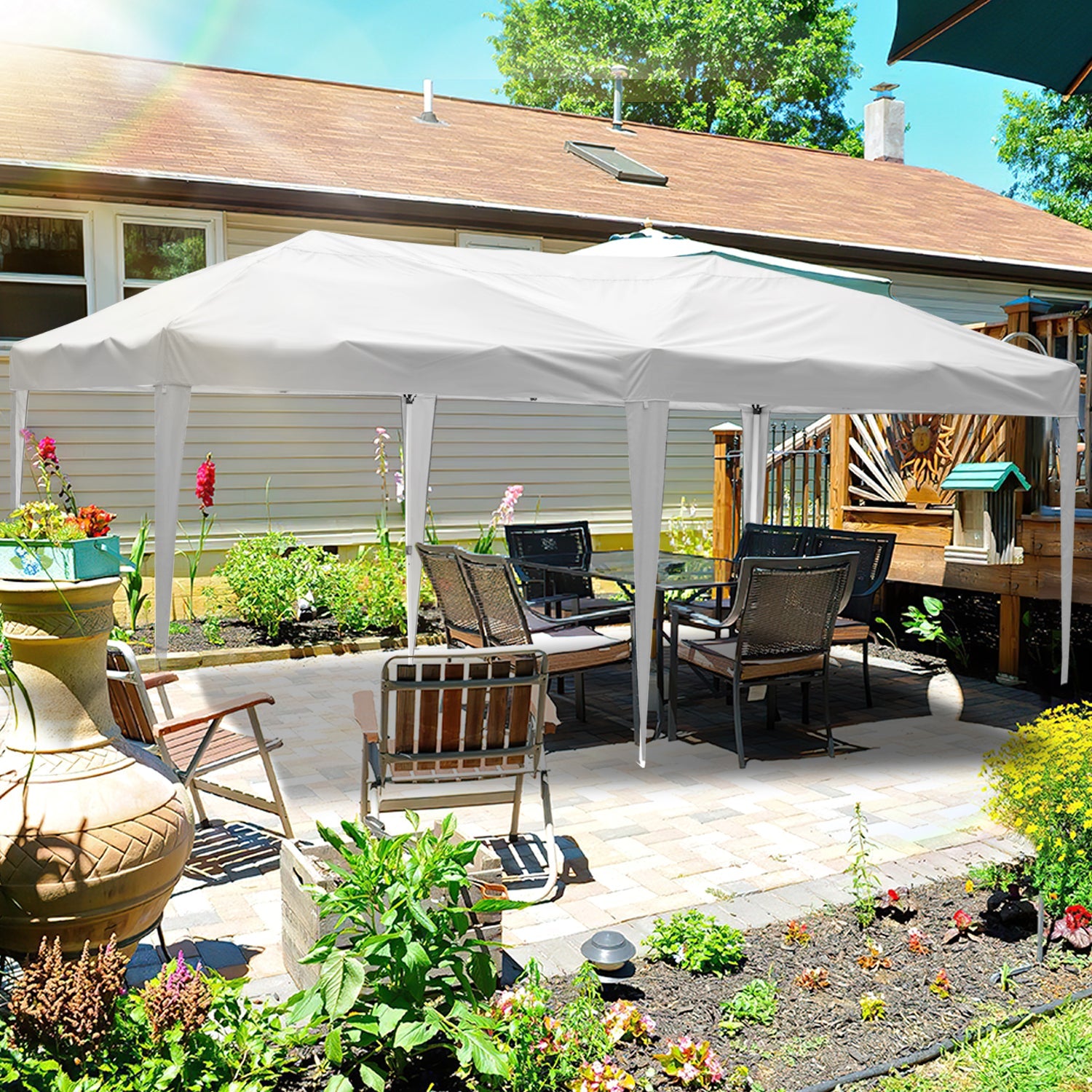 Cosmo Go Pop-Up Pavillon Gazebo mit Zentralverriegelung 3x6m