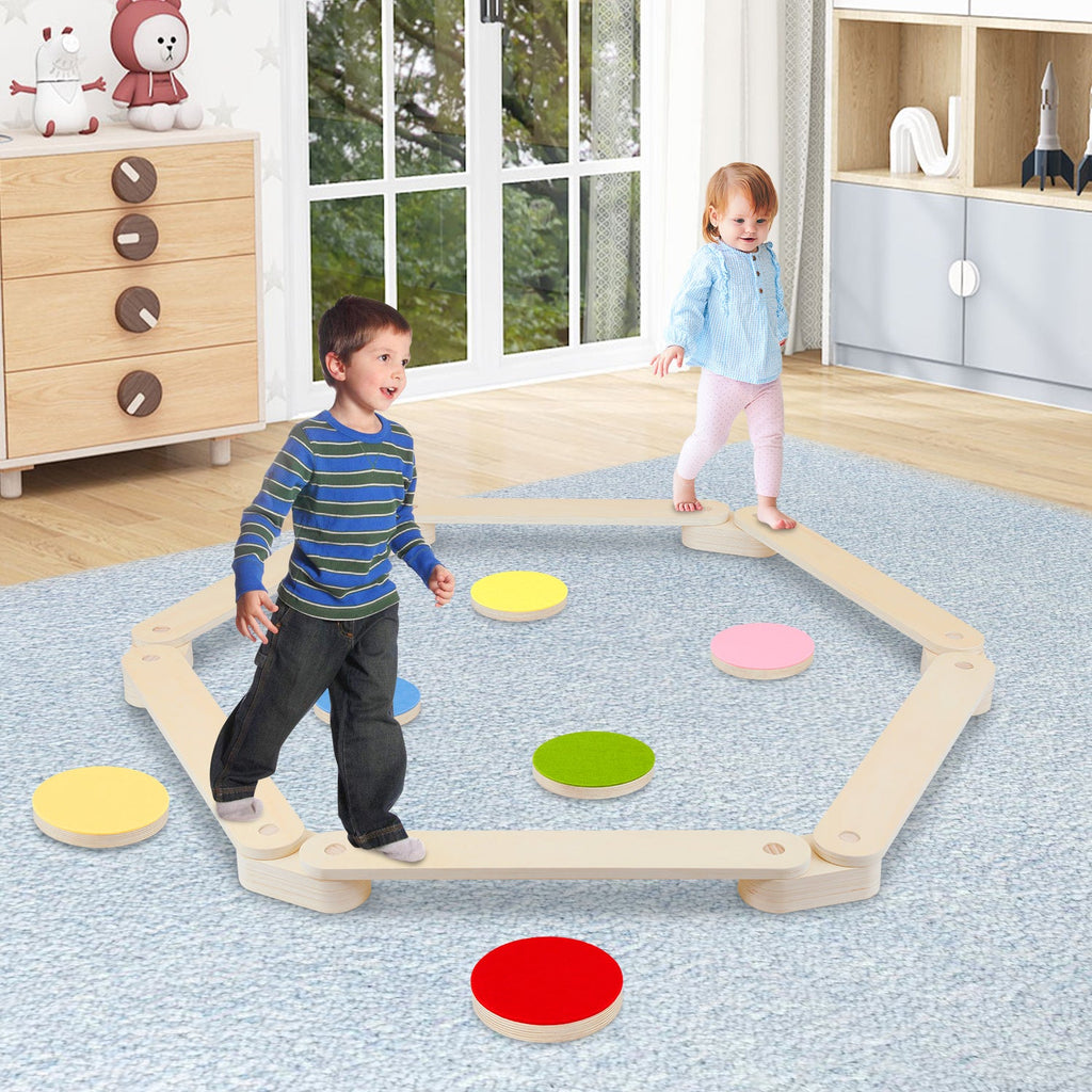 Cosmo Go Balancierbalken aus Holz mit 6 Balanciersteine für Kinder