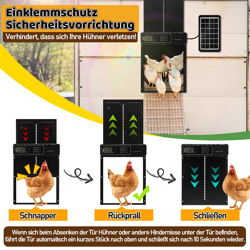Cosmo Go Hühnerklappe Automatische Solar mit LED Display und Fernbedienung