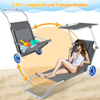 Cosmo Go Sonnenliege klappbar Aluminium mit Rollen und Sonnendach
