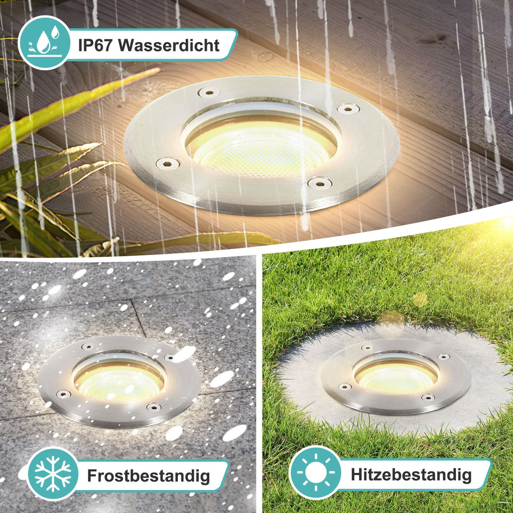 Cosmo Go LED Bodeneinbaustrahler 3W Naturweiß mit Mattierten Ersatzlinsen