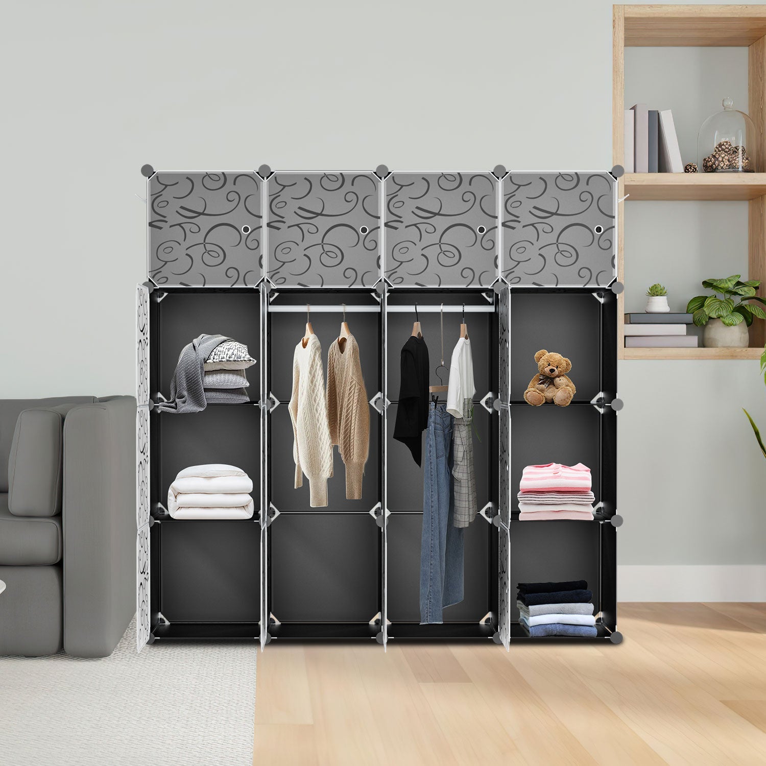 Cosmo Go Multifunktionaler Kleiderschrank mit Haken und Kleiderbügel