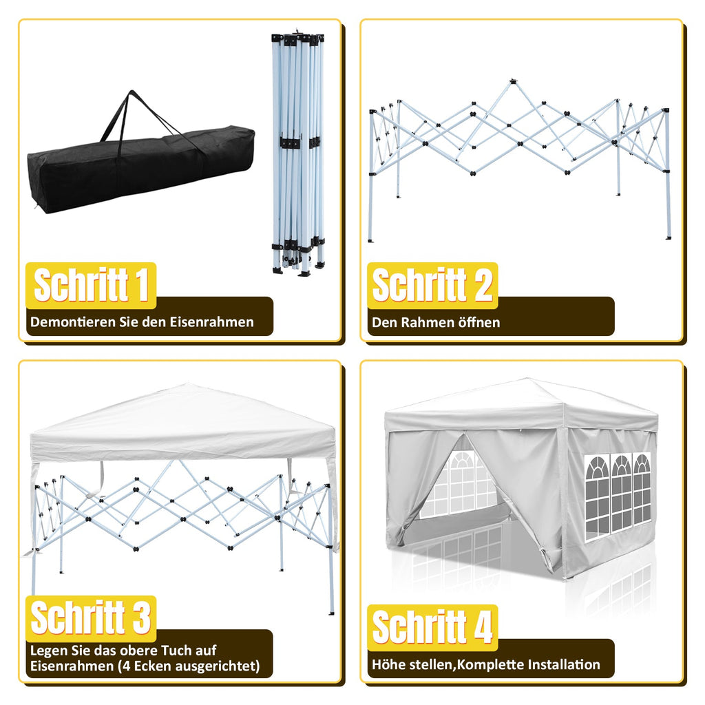Cosmo Go Pop-Up Pavillon Gazebo 3x3m mit Seiten