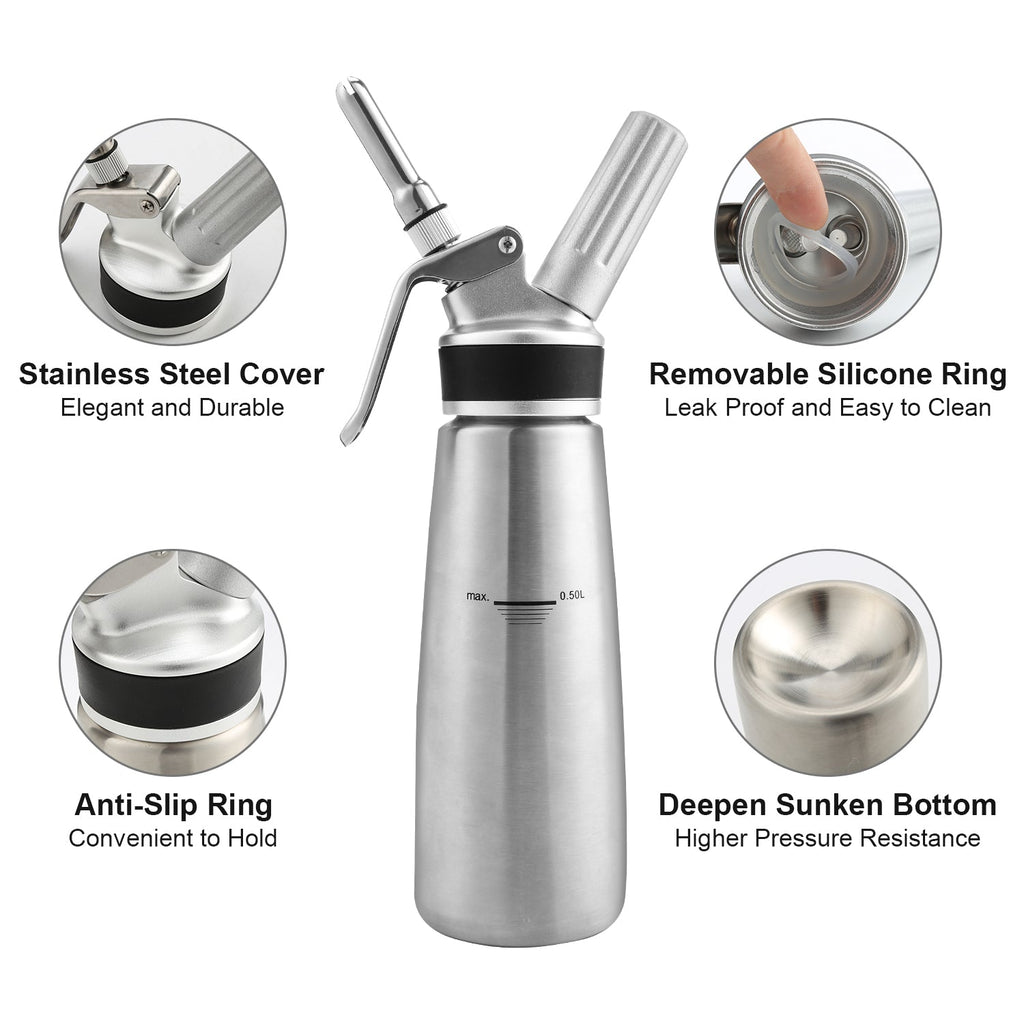 Cosmo Go Sahnespender Edelstahl mit 3 Düsen 500ml