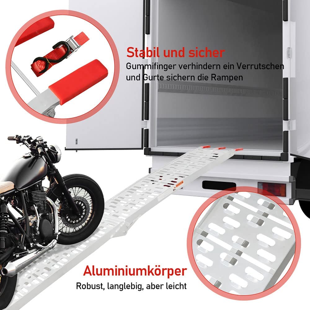 Cosmo Go Auffahrrampe Klappbar 340kg Faltbare Alu Motorradrampe