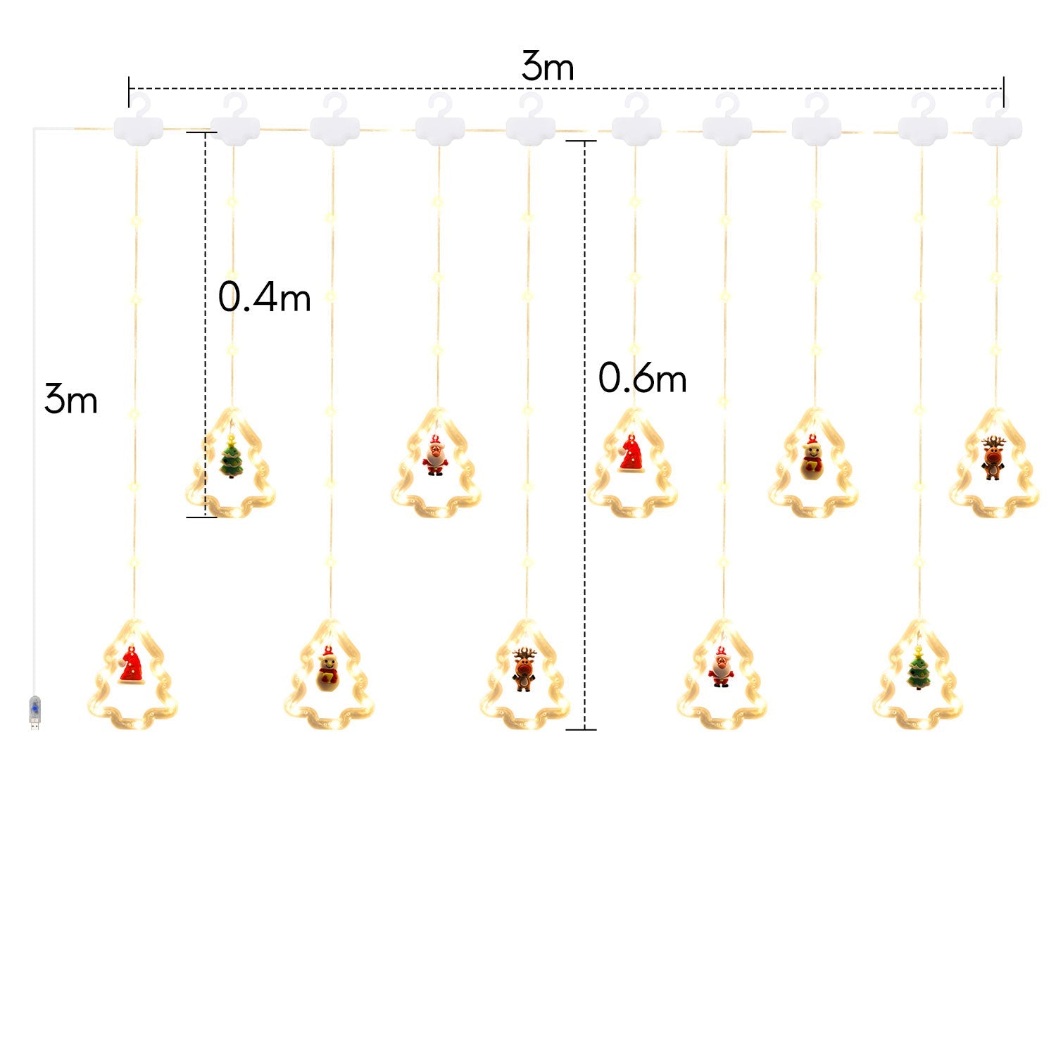Cosmo Go LED Weihnachtsbeleuchtung Lichtervorhang 3M