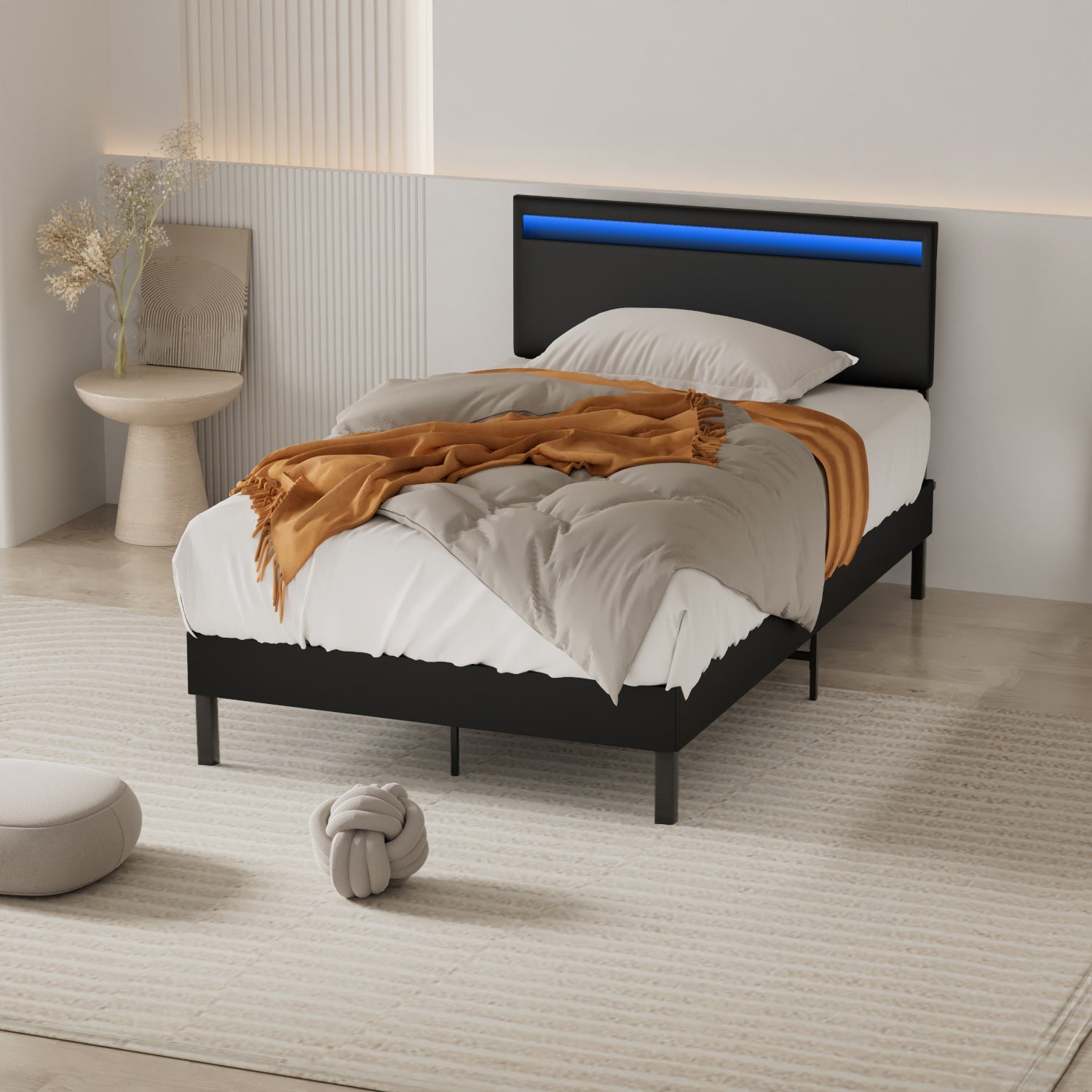 Cosmo Go Polsterbett Bettgestell mit Kopfteil Leder LED-Beleuchtung