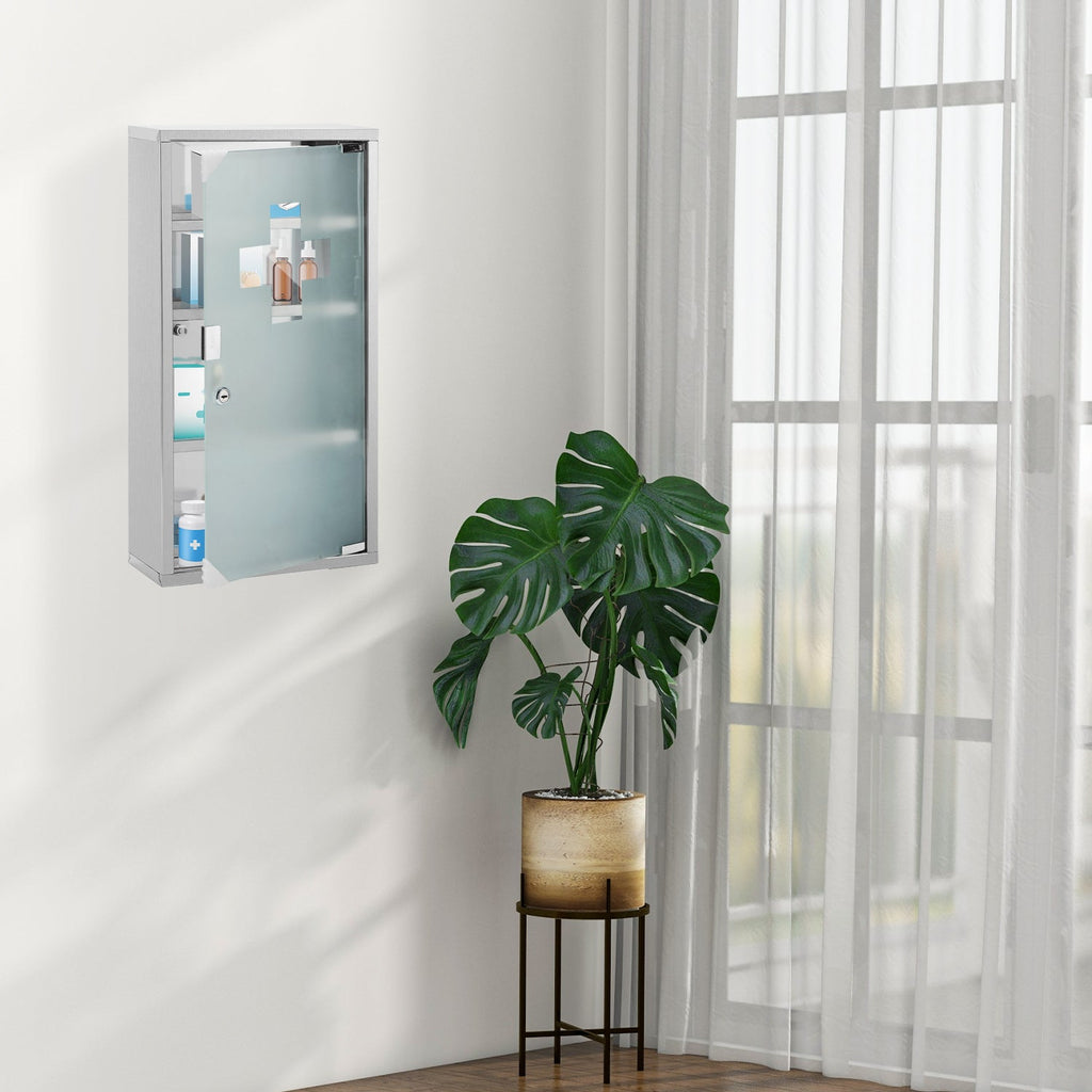 Cosmo Go Medizinschrank für Zuhause aus Edelstahl 30x30x12cm/57x30x12cm