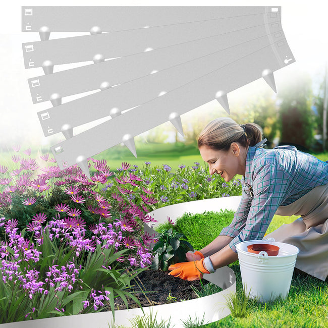 Cosmo Go Rasenkante Metall Beetumrandung mit Dornen 15cm/18cm Silber Hover Image