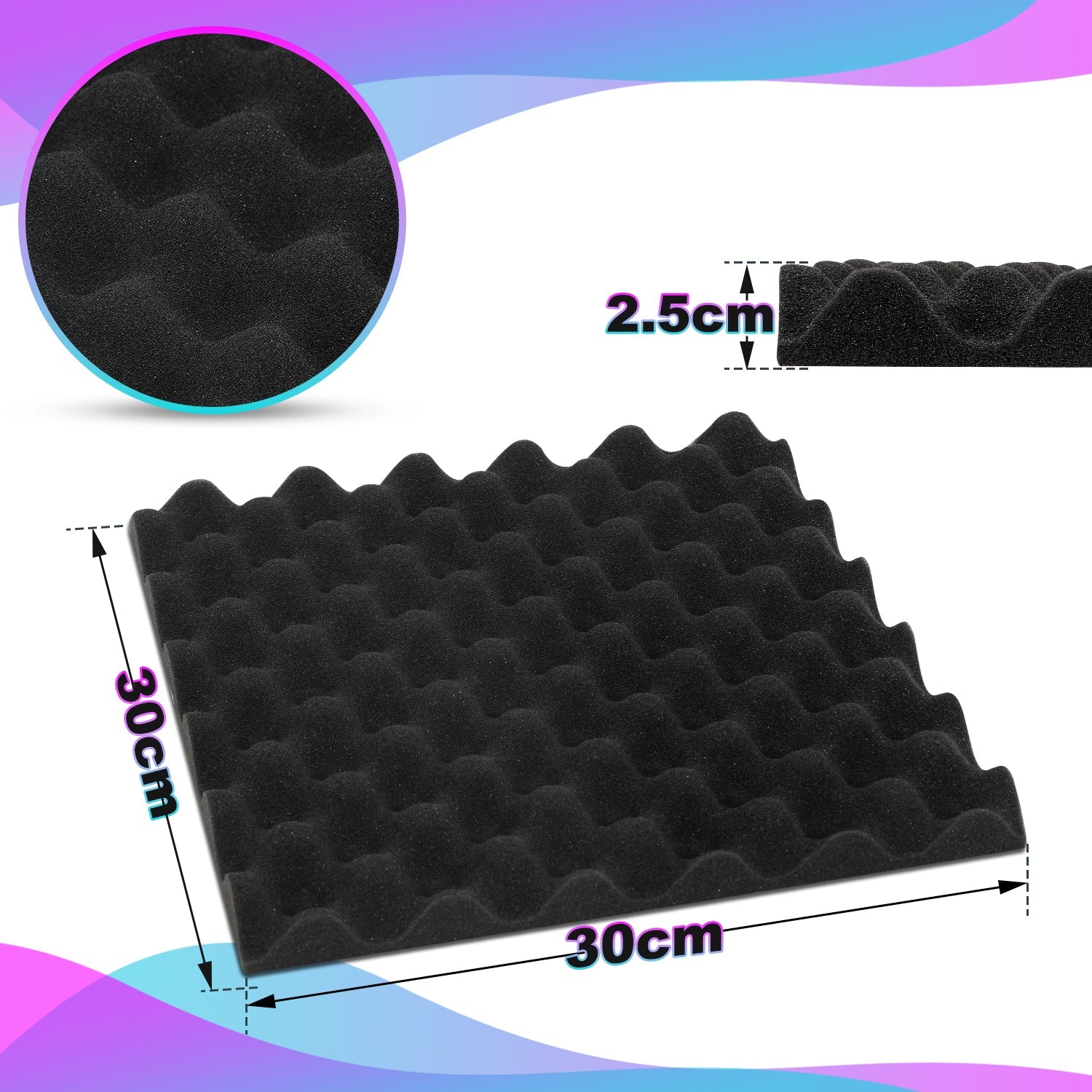 Cosmo Go Akustikschaumstoff Selbstklebend 3D Hochdichte Wellenmuster