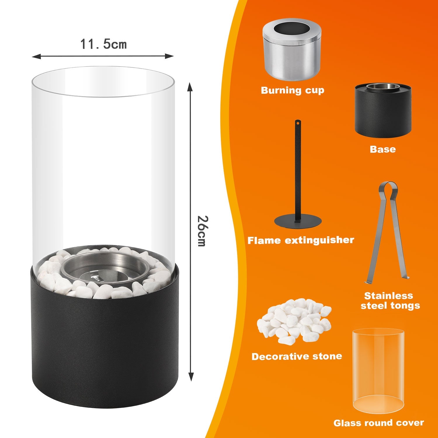 Table Fireplace Bioethanol Tabletop Fireplace Portable Round