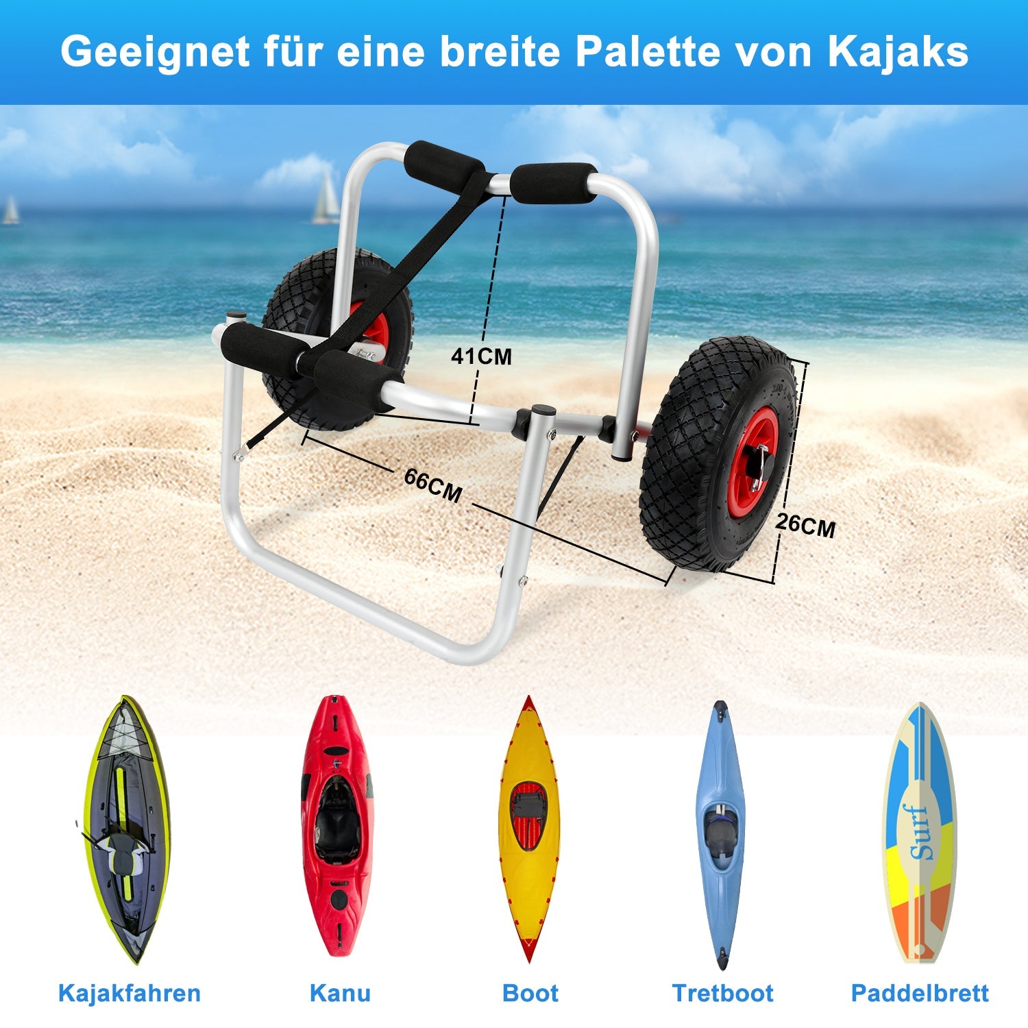 Cosmo Go Faltbarer Kajakwagen Bootswagen 75kg