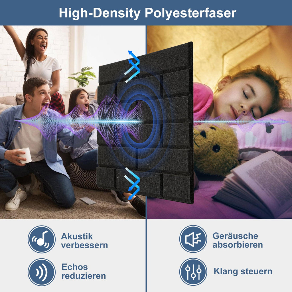 Cosmo Go Akustikplatten Wandpaneele Selbstklebend 12/18 Stück Quadratisch Kacheln