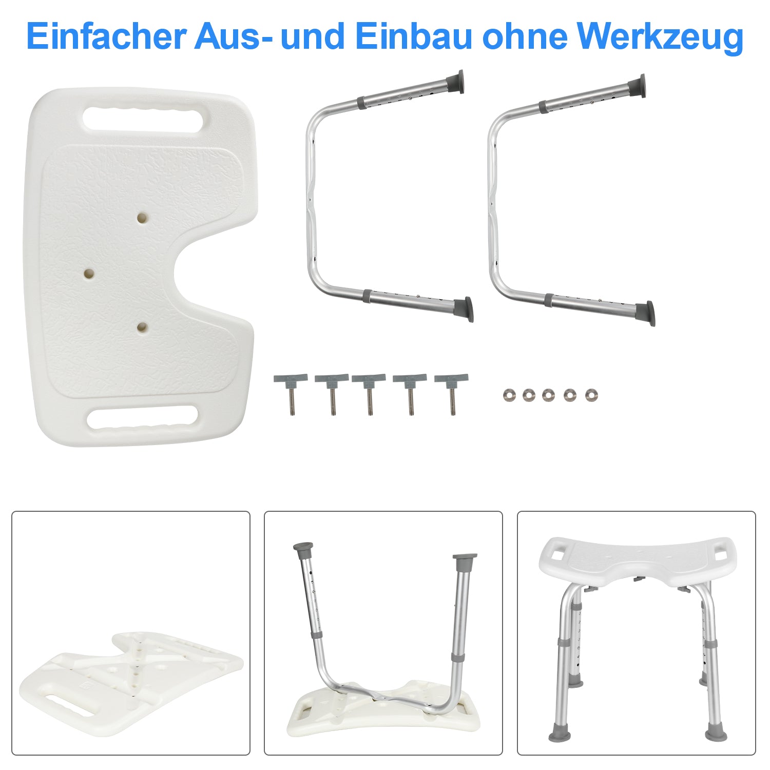 Cosmo Go Duschhocker Höhenverstellbar U-Typ Aluminium