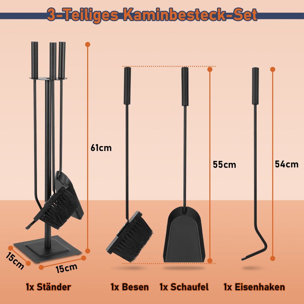 Cosmo Go Kaminbesteck 3 teilig Edelstahl Kaminbesteck Set