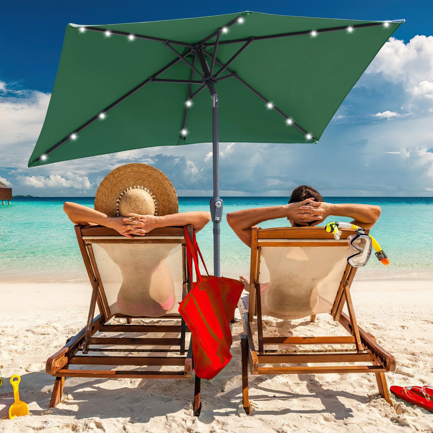 Cosmo Go Sonnenschirm 210x140 / 300x200cm Rechteckig mit LED Solar