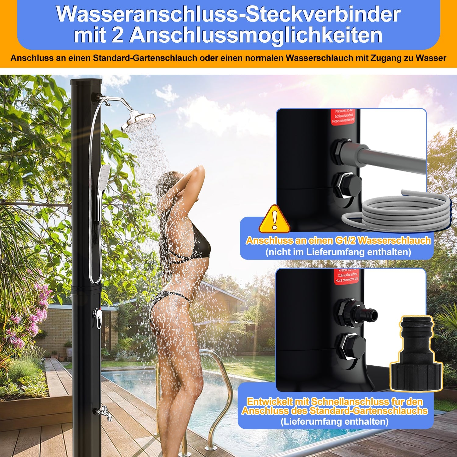 Cosmo Go 35L Solardusche Gartendusche Inkl. Schutzhaube und Handbrause