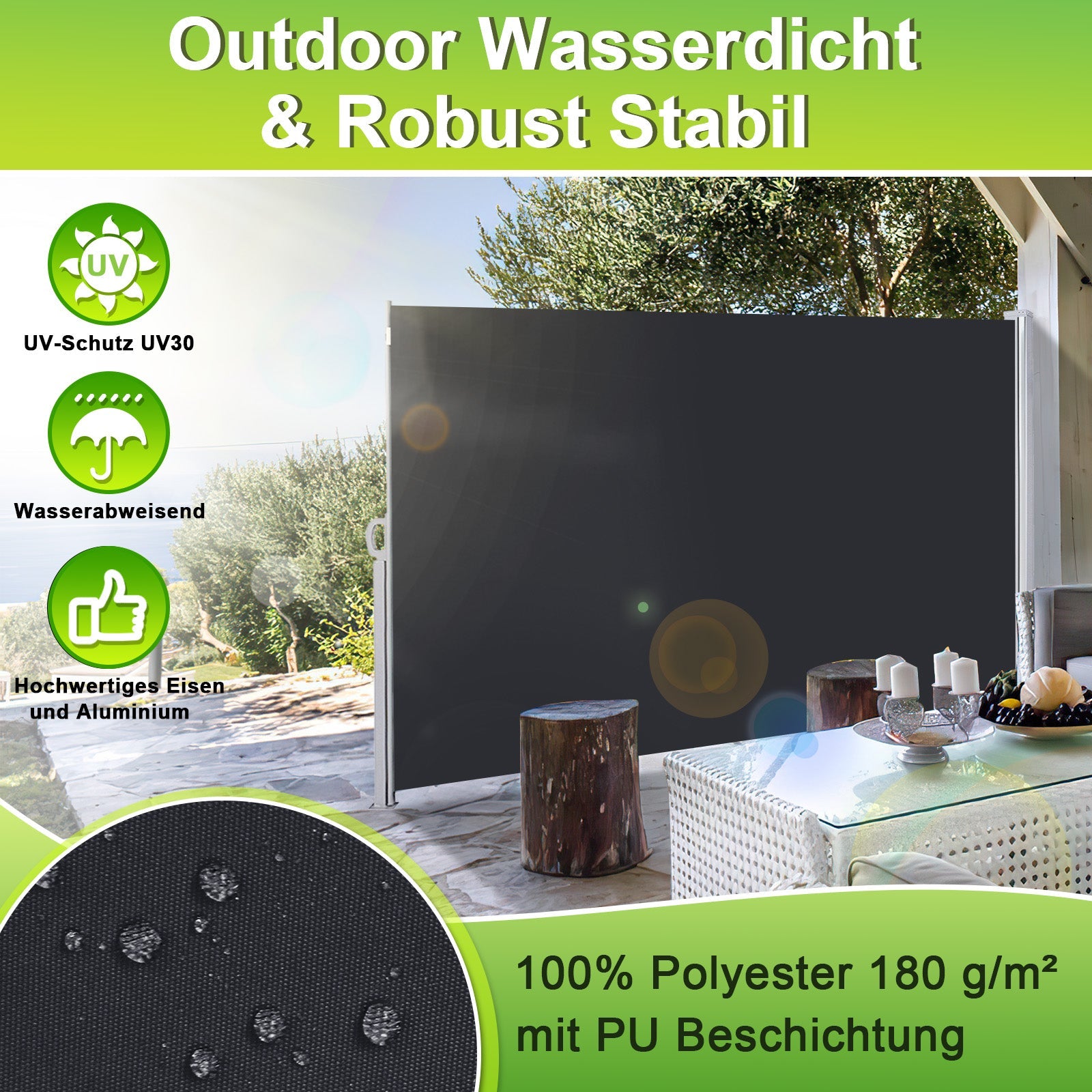 Cosmo Go Seitenmarkise Sichtschutz Ausziehbar