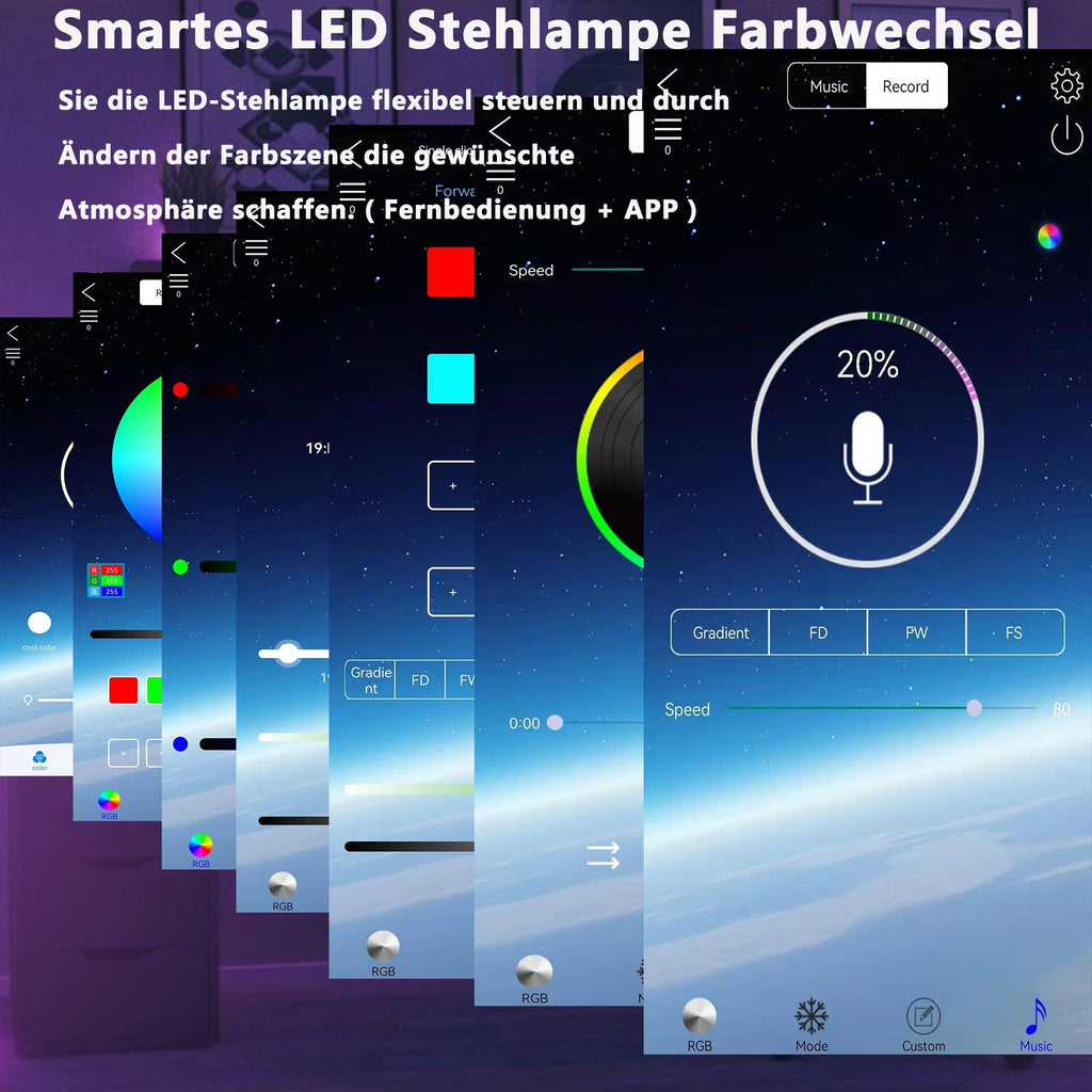 Cosmo Go LED Stehlampe Dimmbar RGB mit Fernbedienung APP