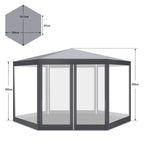 Cosmo Go Pavillon Gartenzelt mit Moskitonetz Wasserdicht 6-eckig