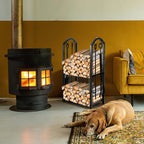 Cosmo Go Doppelstöckiges Kaminholzregal mit 4 Kaminwerkzeug