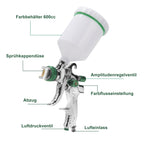 Cosmo Go HVLP Lackierpistole Spritzpistole Set mit Edelstahldüs