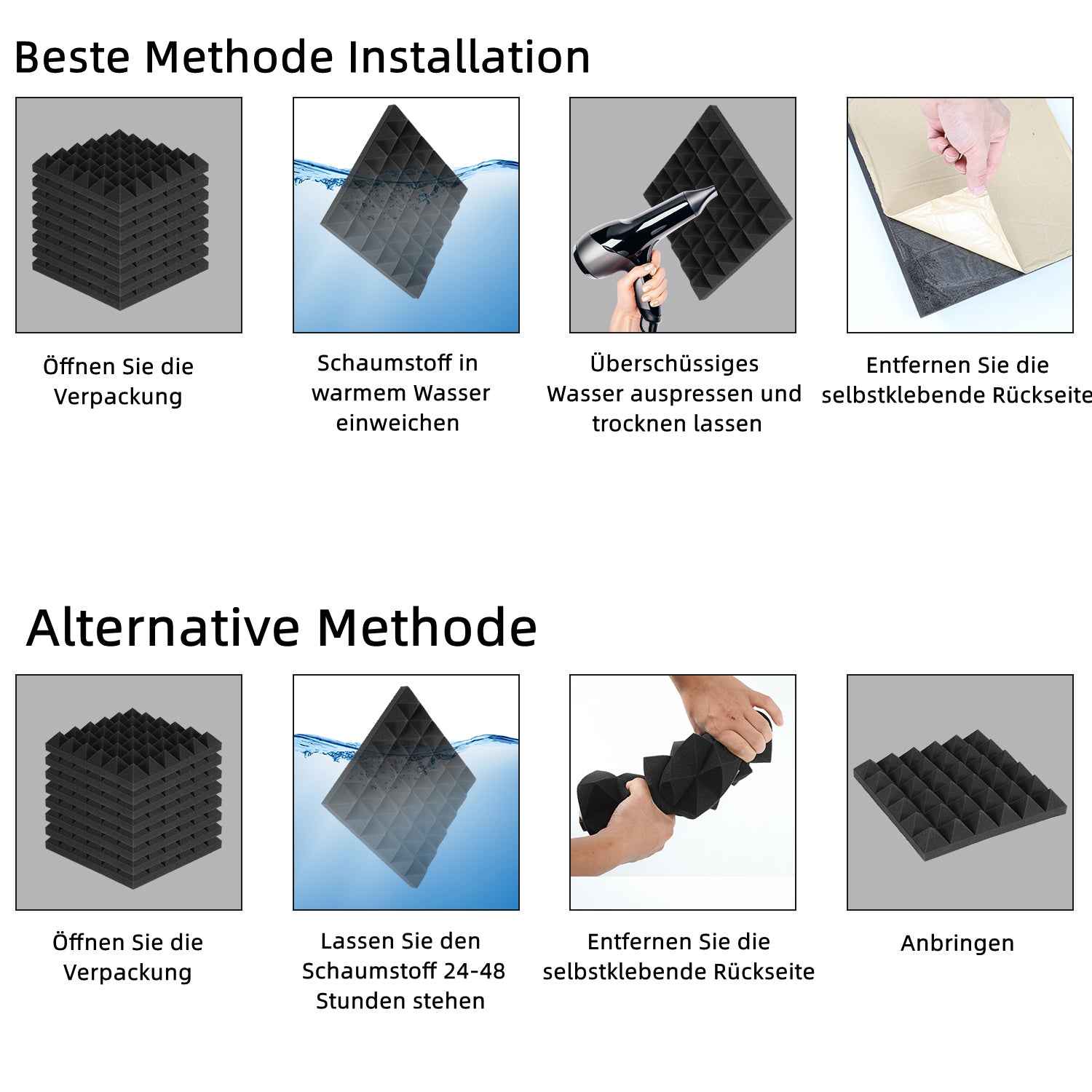 Cosmo Go Akustikschaumstoff Selbstklebend 3D Hochdichte Pyramide
