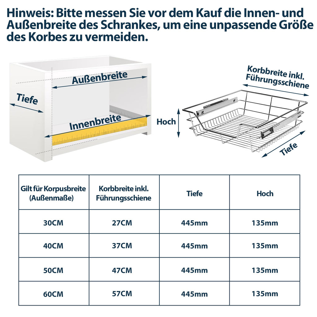 Cosmo Go Küchenschublade Teleskopschublade Metall 2 Stück