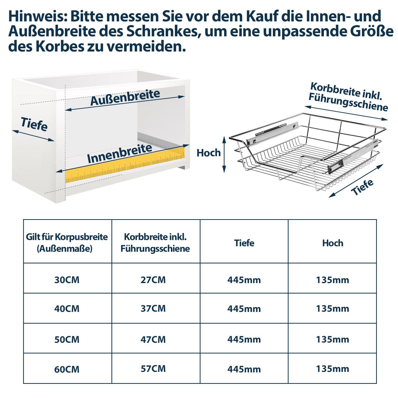 Cosmo Go Küchenschublade Teleskopschublade Metall 2 Stück