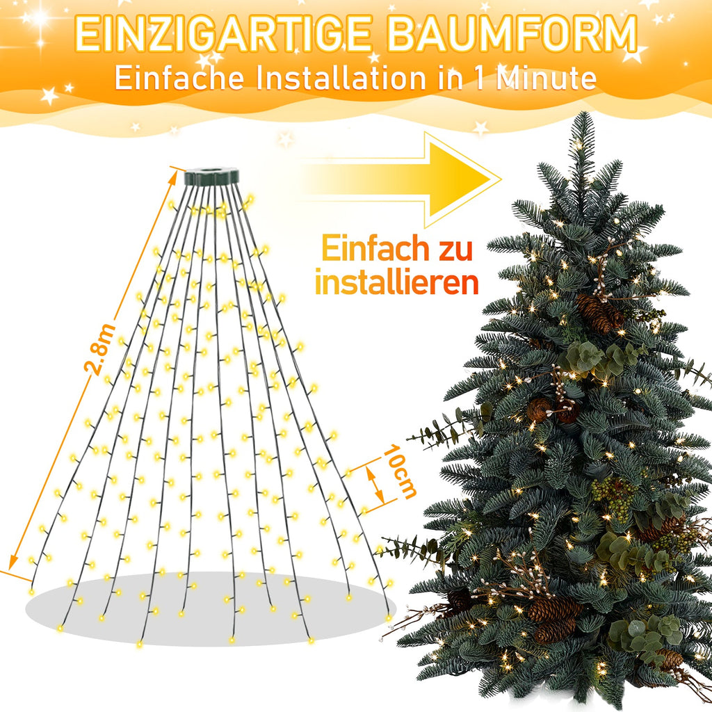 Cosmo Go LED Christbaumbeleuchtung mit Ring 280 LEDs Warmweiß IP44