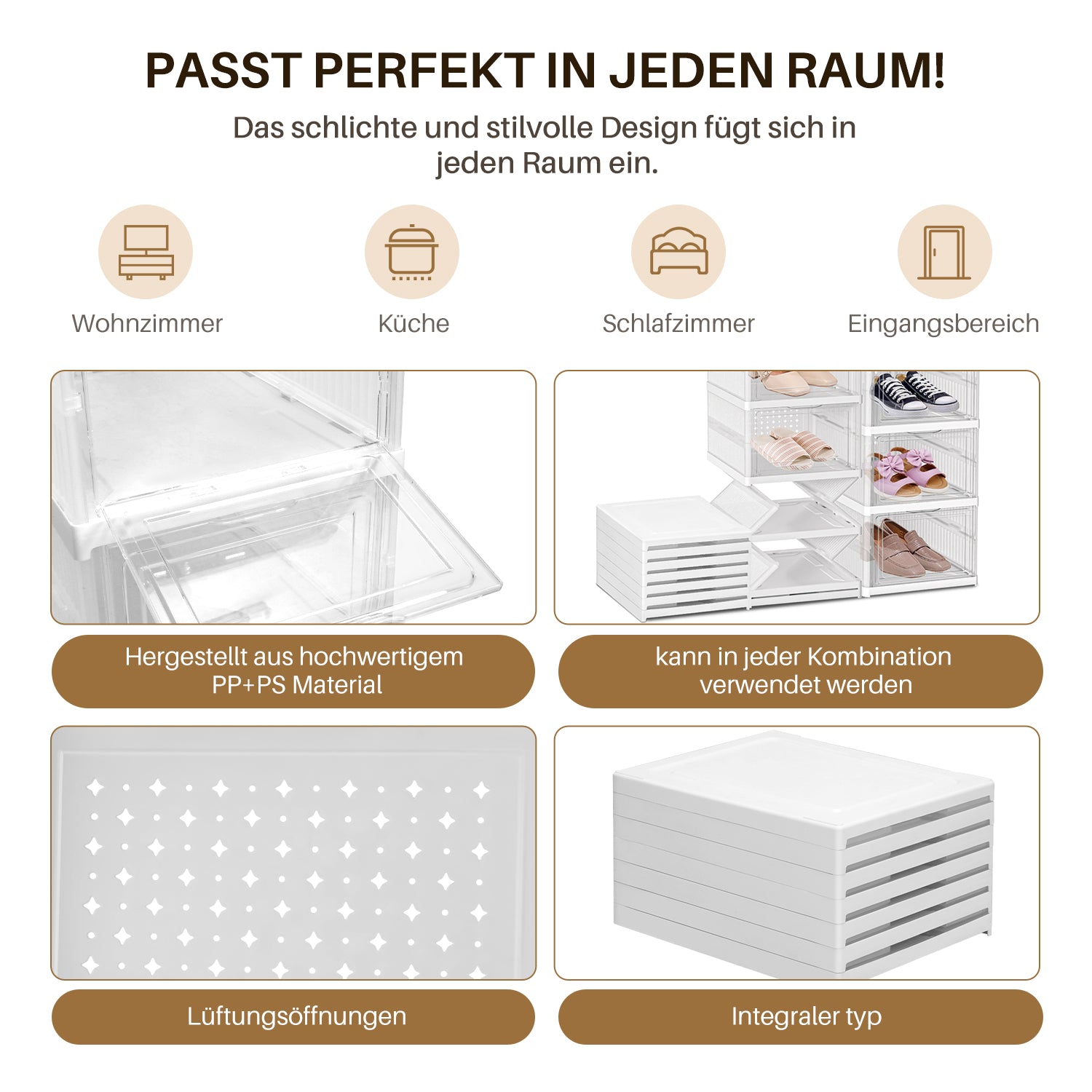 Cosmo Go 6 Ebenen Schuhboxen Aufbewahrungsbox Stapelbar