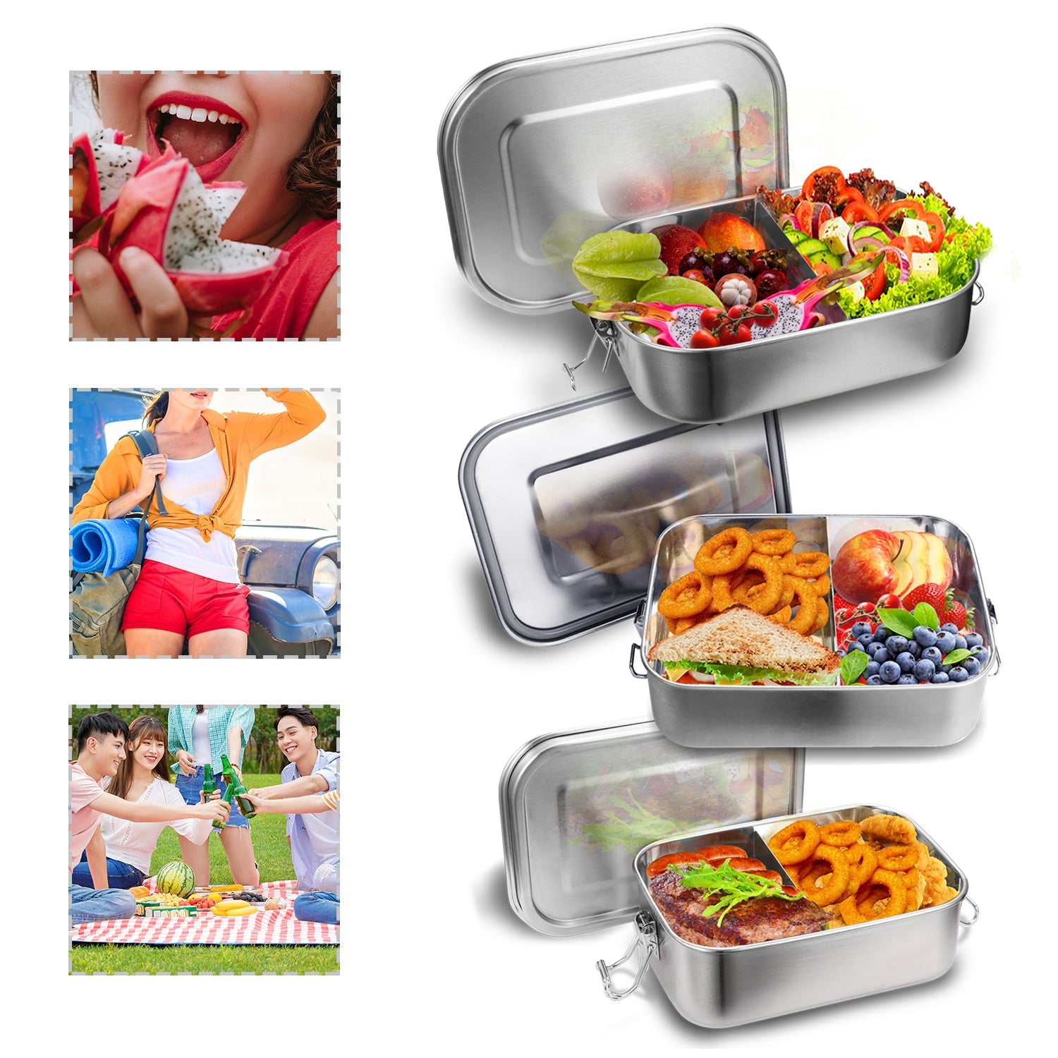 Cosmo Go Brotdose Edelstahl Lunchbox 800+1200+1400ml Kombi-Set