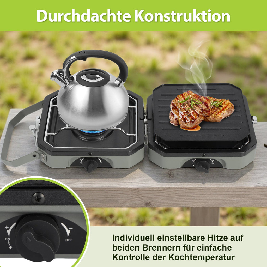 Cosmo Go Campingkocher 2-in-1 Gascampingherd Faltbarer