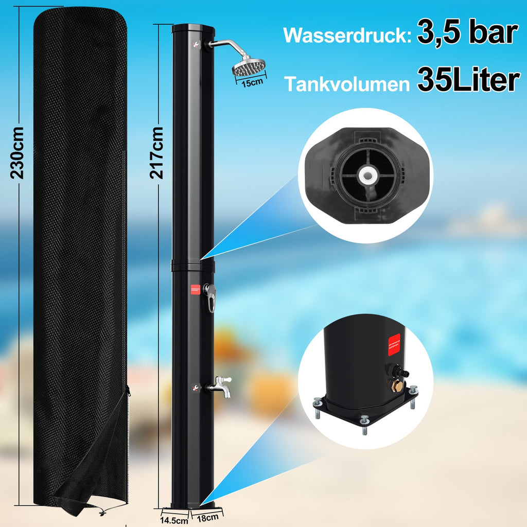 Cosmo Go Solardusche 35L Solardusche Gartendusche Inkl. Schutzhaube