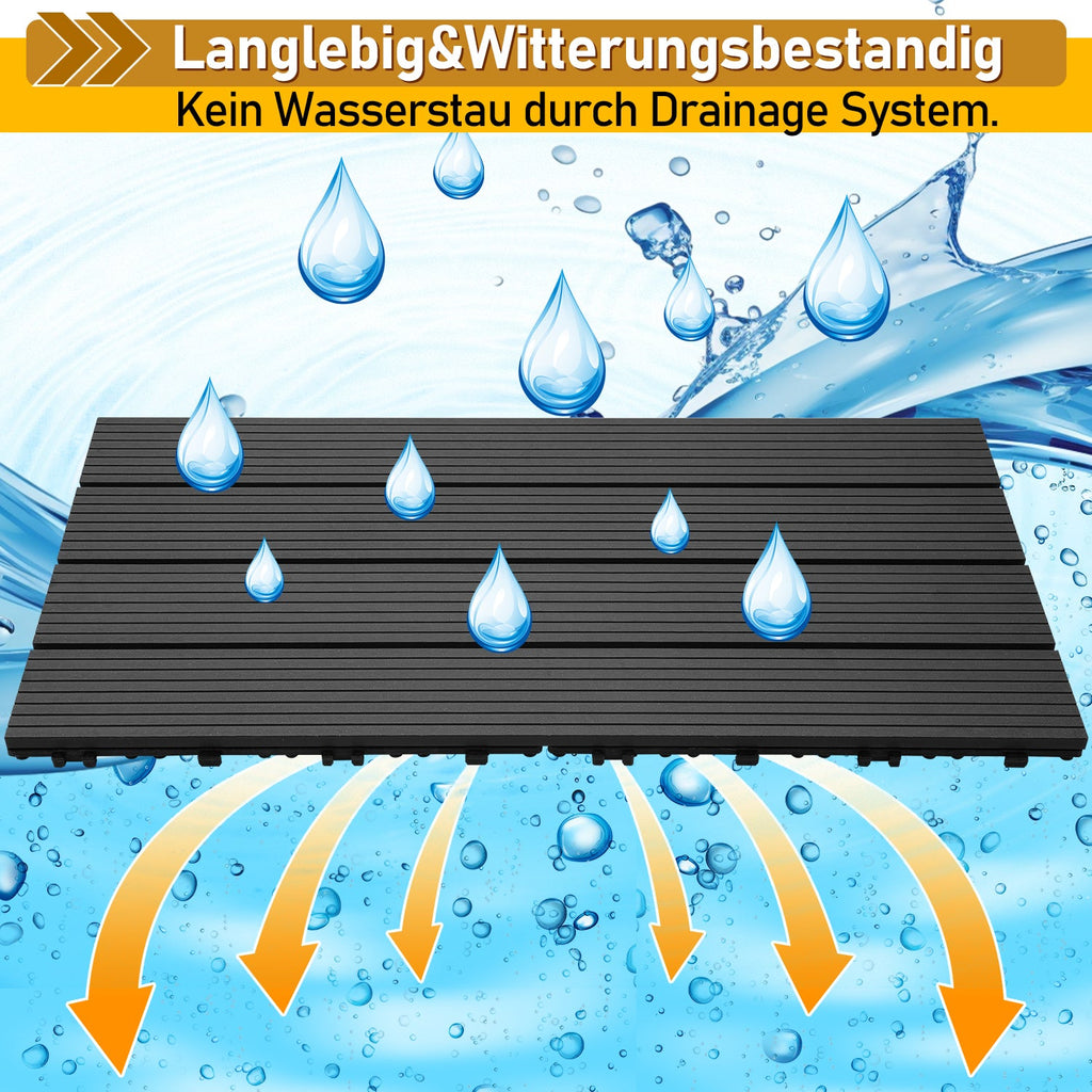 Cosmo Go WPC Terrassenfliesen 30x60cm 6er Set in Holzoptik